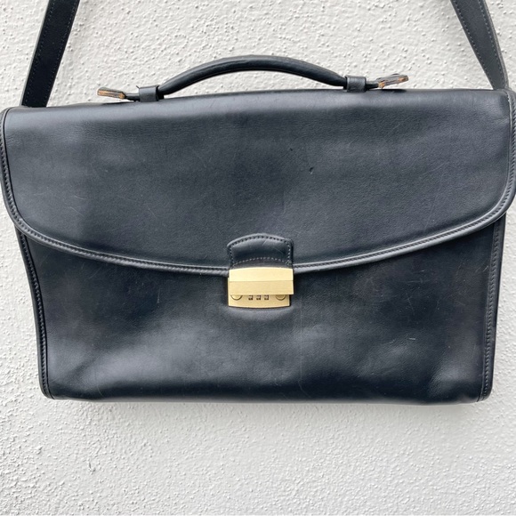 Coach Bags Vintage Coach Black Leather Messenger Briefcase Bag Wbrass Hardware Lock Poshmark
